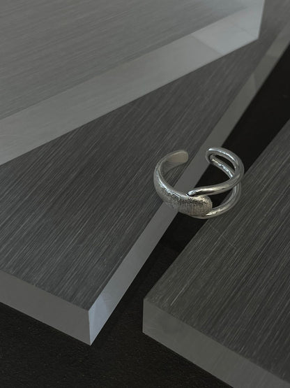 Dual Texture Silver Ring