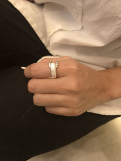 Dual Texture Silver Ring