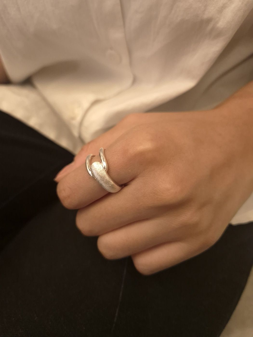 Dual Texture Silver Ring