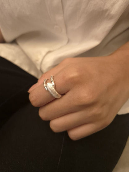 Dual Texture Silver Ring
