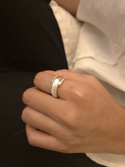 Dual Texture Silver Ring