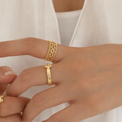 Gold Vermeil Cross Edge Ring