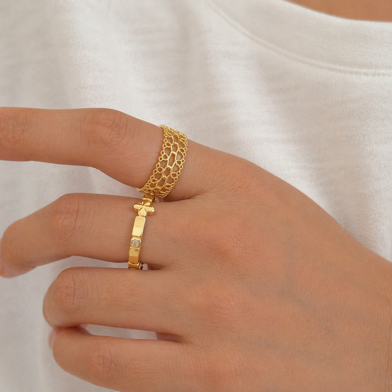 Gold Vermeil Cross Edge Ring