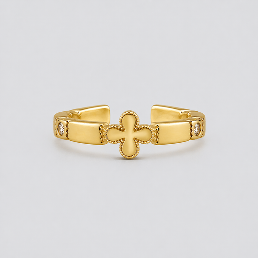 Gold Vermeil Cross Edge Ring