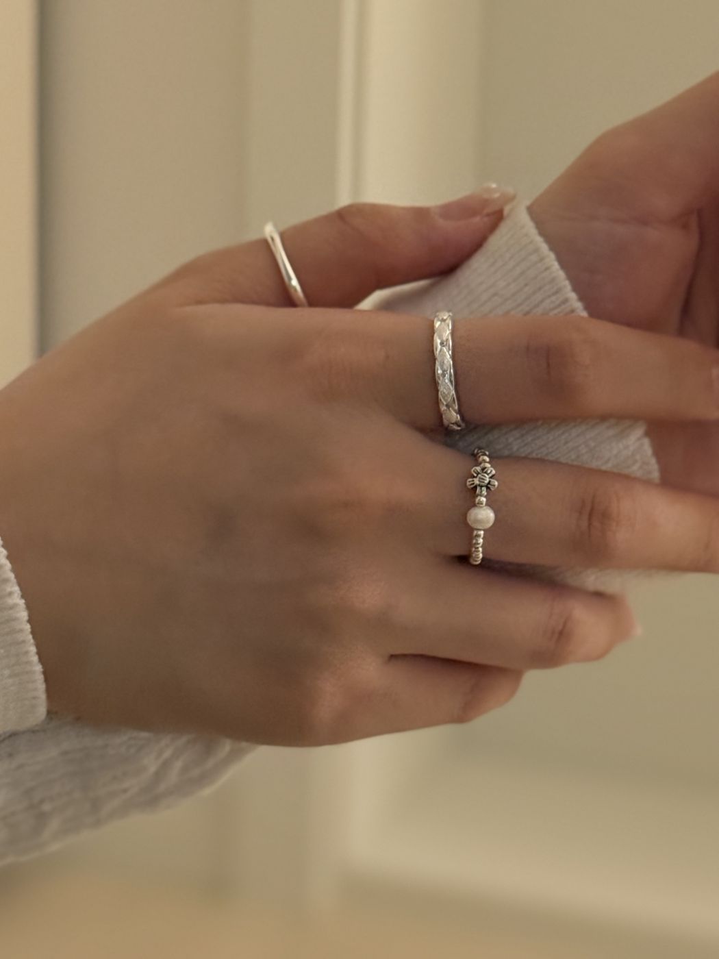 Quilted Band Silver Ring