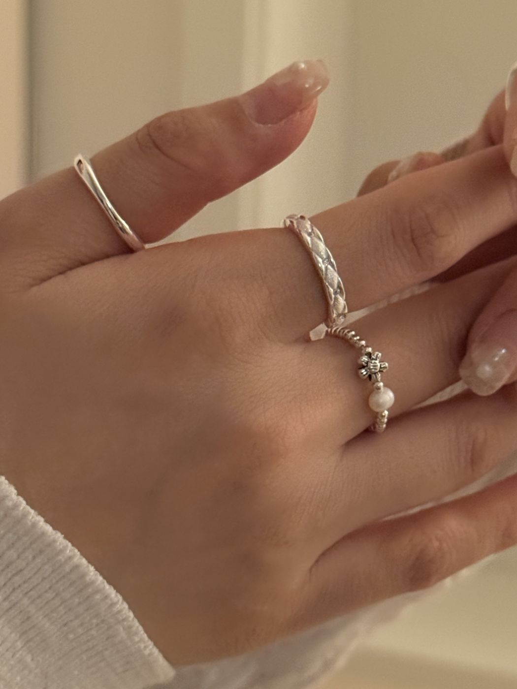 Quilted Band Silver Ring