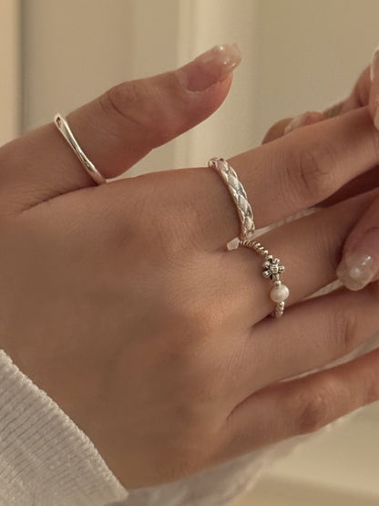 Quilted Band Silver Ring