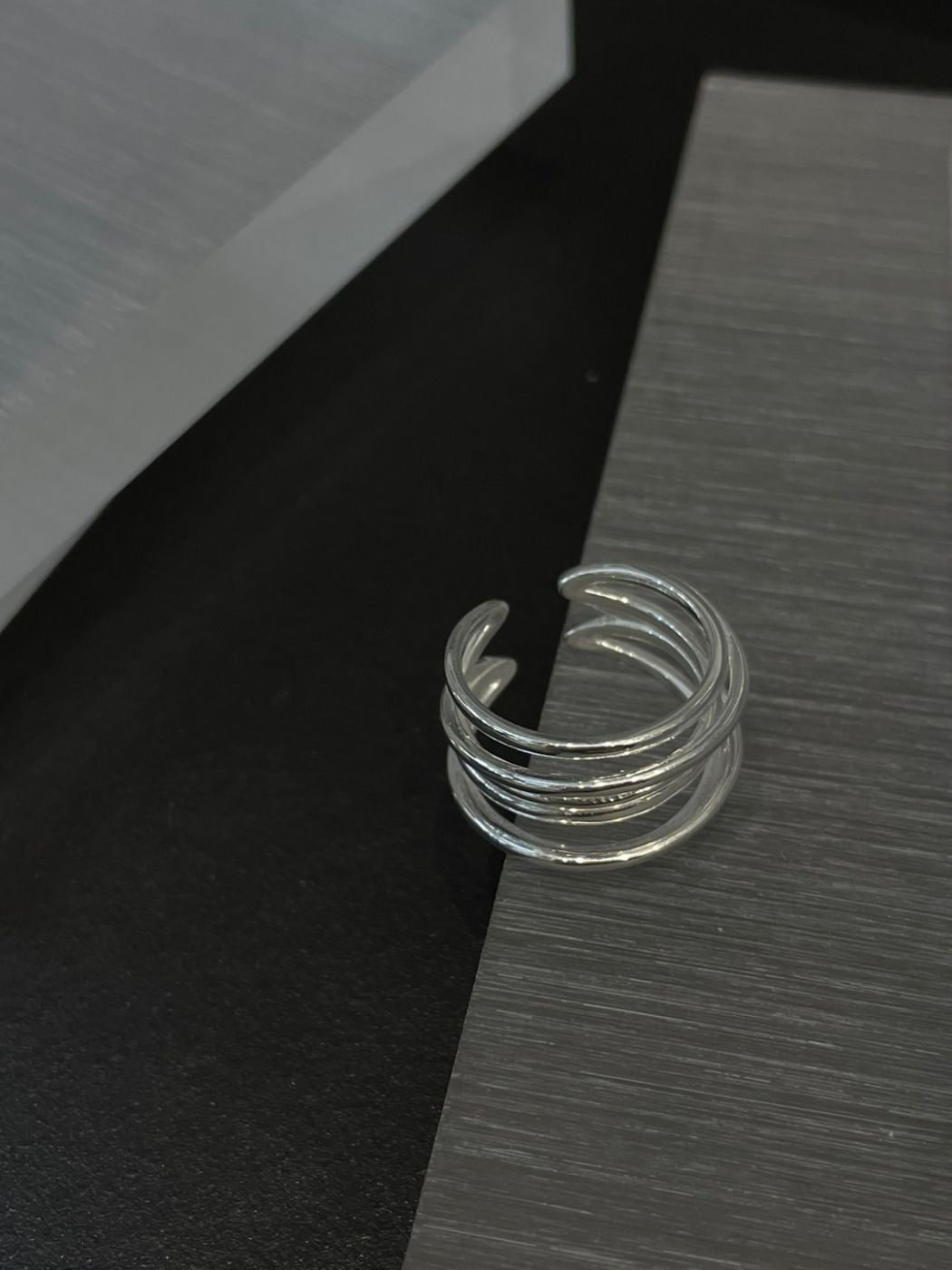 Sculpted Coil Curve Silver Ring