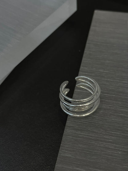 Sculpted Coil Curve Silver Ring
