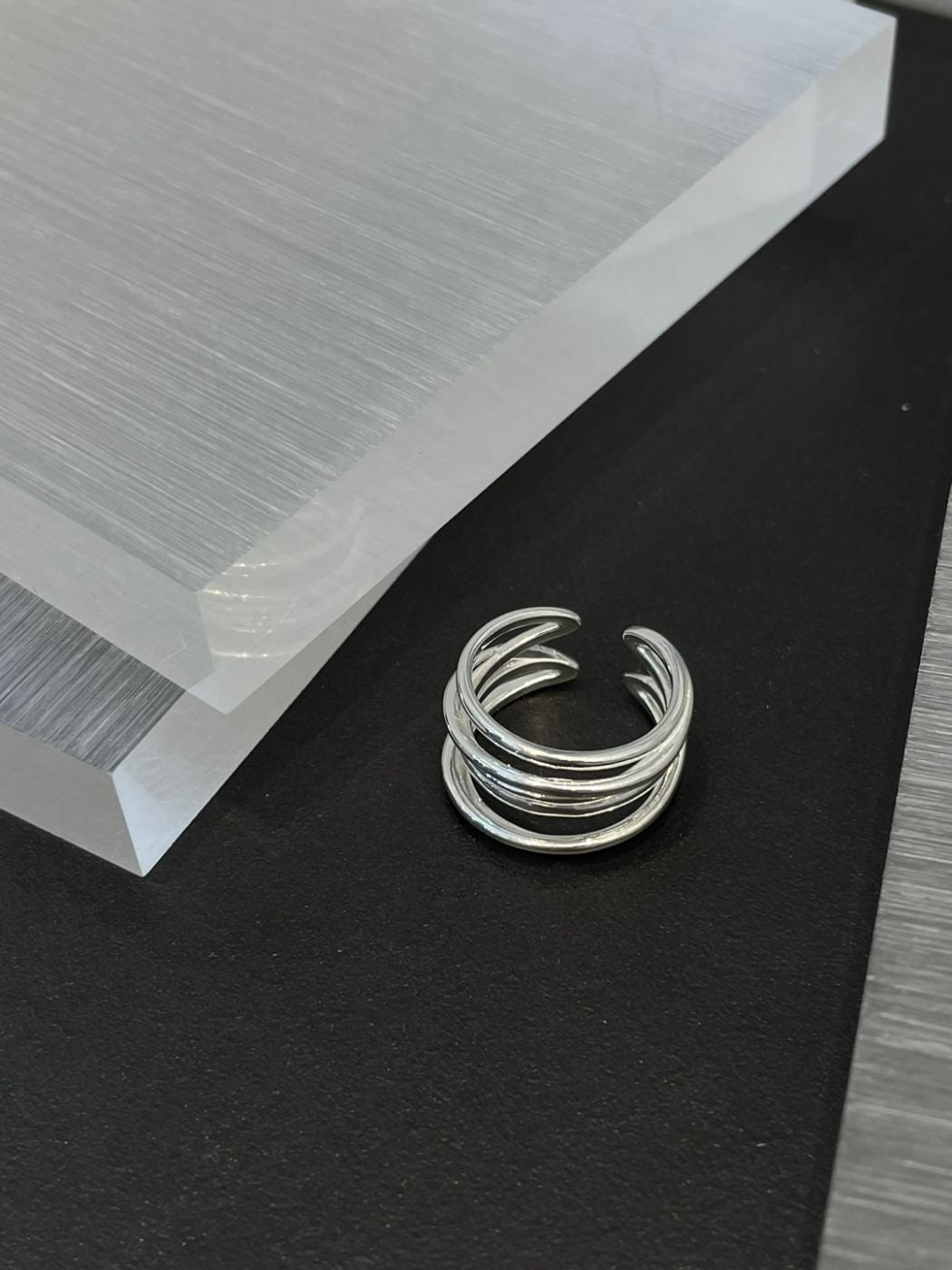 Sculpted Coil Curve Silver Ring