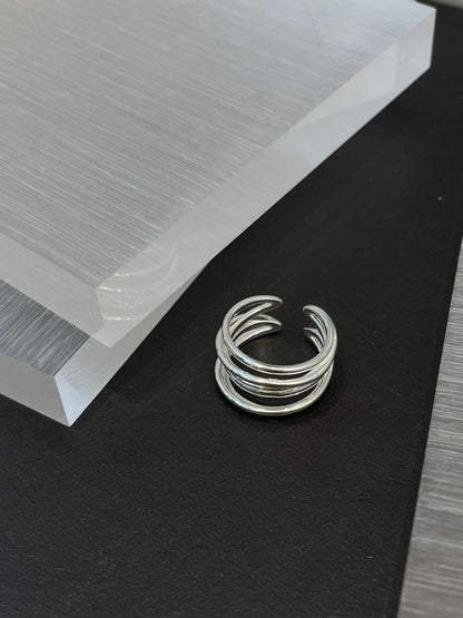 Sculpted Coil Curve Silver Ring