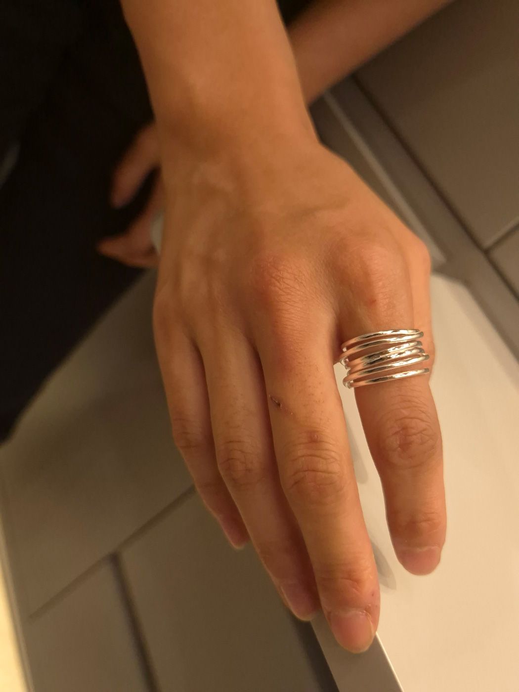 Sculpted Coil Curve Silver Ring