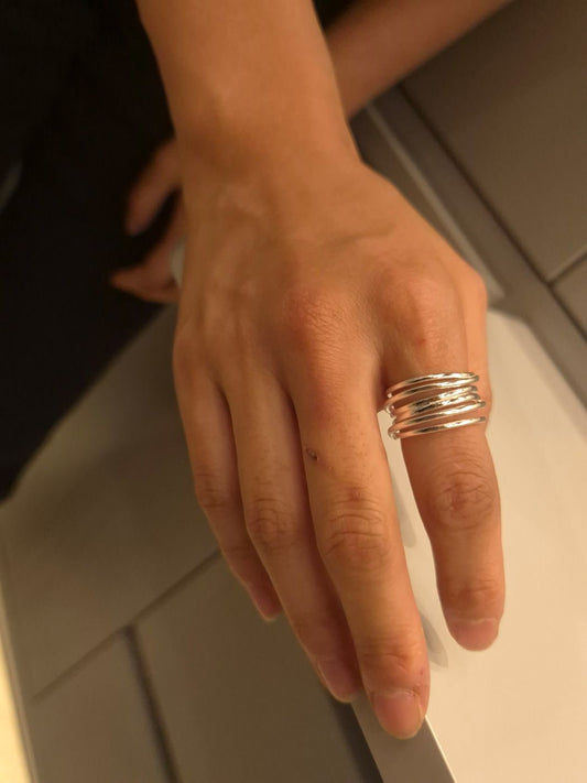 Sculpted Coil Curve Silver Ring