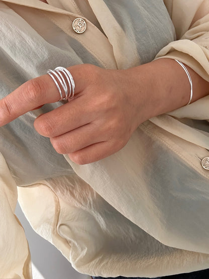 Sculpted Coil Curve Silver Ring