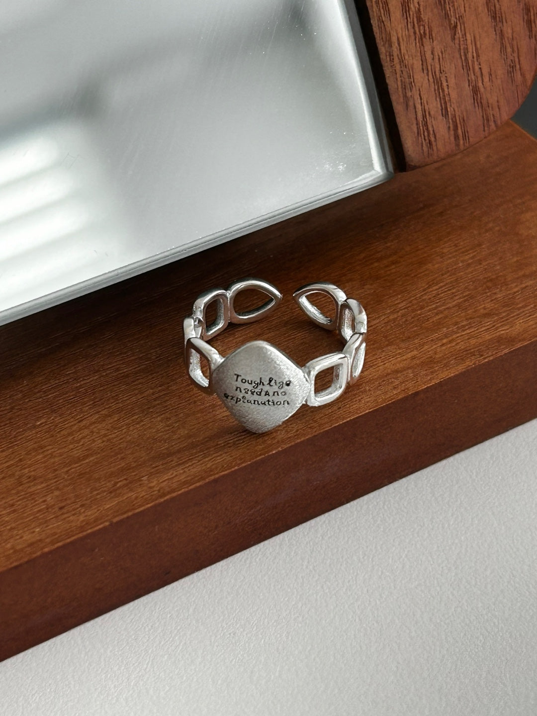 Sculpted Message Silver Ring