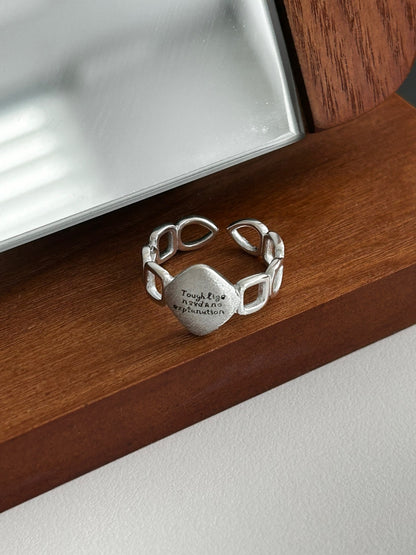 Sculpted Message Silver Ring