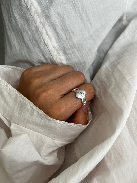 Sculpted Message Silver Ring