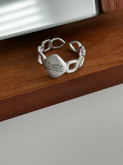 Sculpted Message Silver Ring