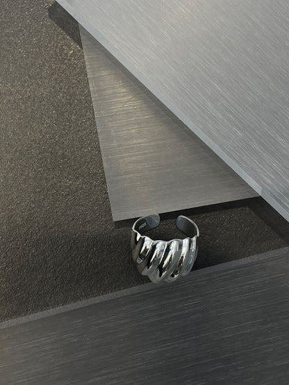 Bold Ripple Dome Silver Ring