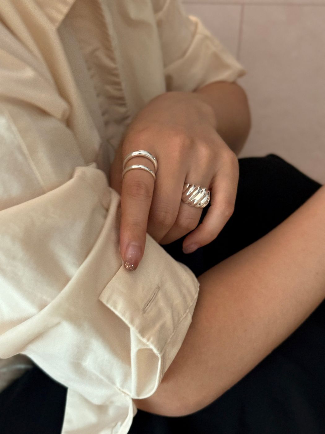 Bold Ripple Dome Silver Ring