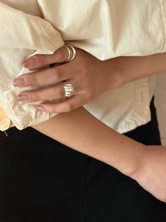 Bold Ripple Dome Silver Ring