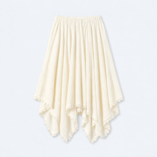 Lace Trim Asymmetrical Hem Skirt – Women One Size