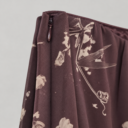 Floral Print Chiffon Midi Skirt - Women One Size