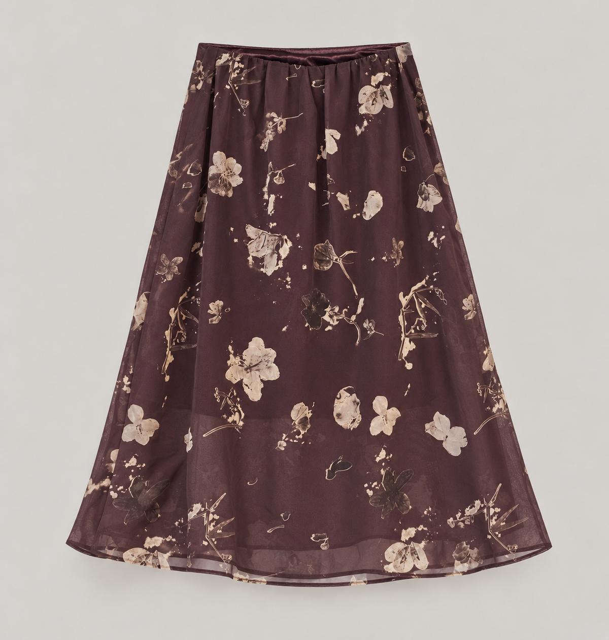Floral Print Chiffon Midi Skirt - Women One Size
