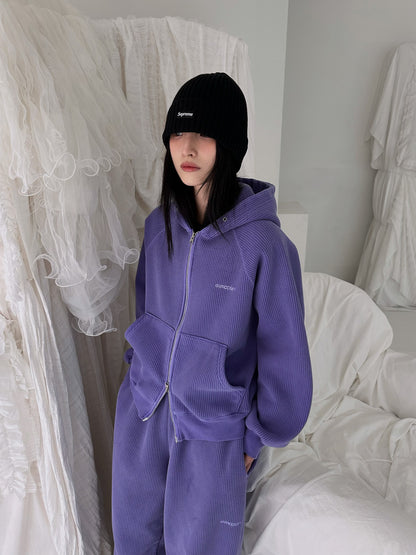 Women’s Fleece-Lined Zip-Up Setwear –  Soft Purple