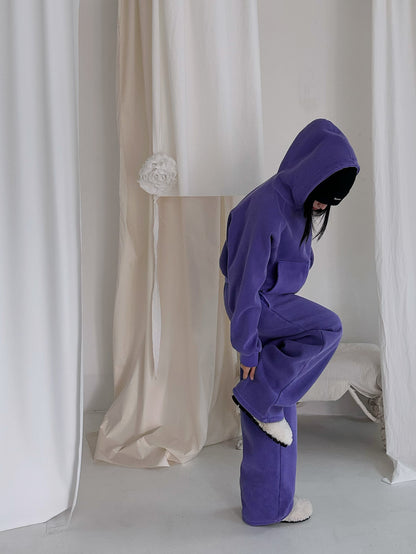 Women’s Fleece-Lined Zip-Up Setwear –  Soft Purple