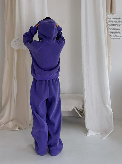 Women’s Fleece-Lined Zip-Up Setwear –  Soft Purple