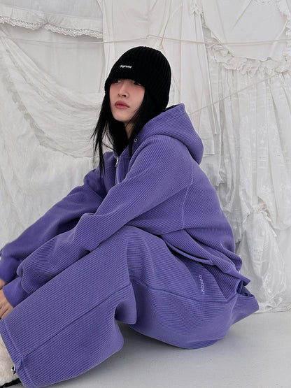 Women’s Fleece-Lined Zip-Up Setwear –  Soft Purple