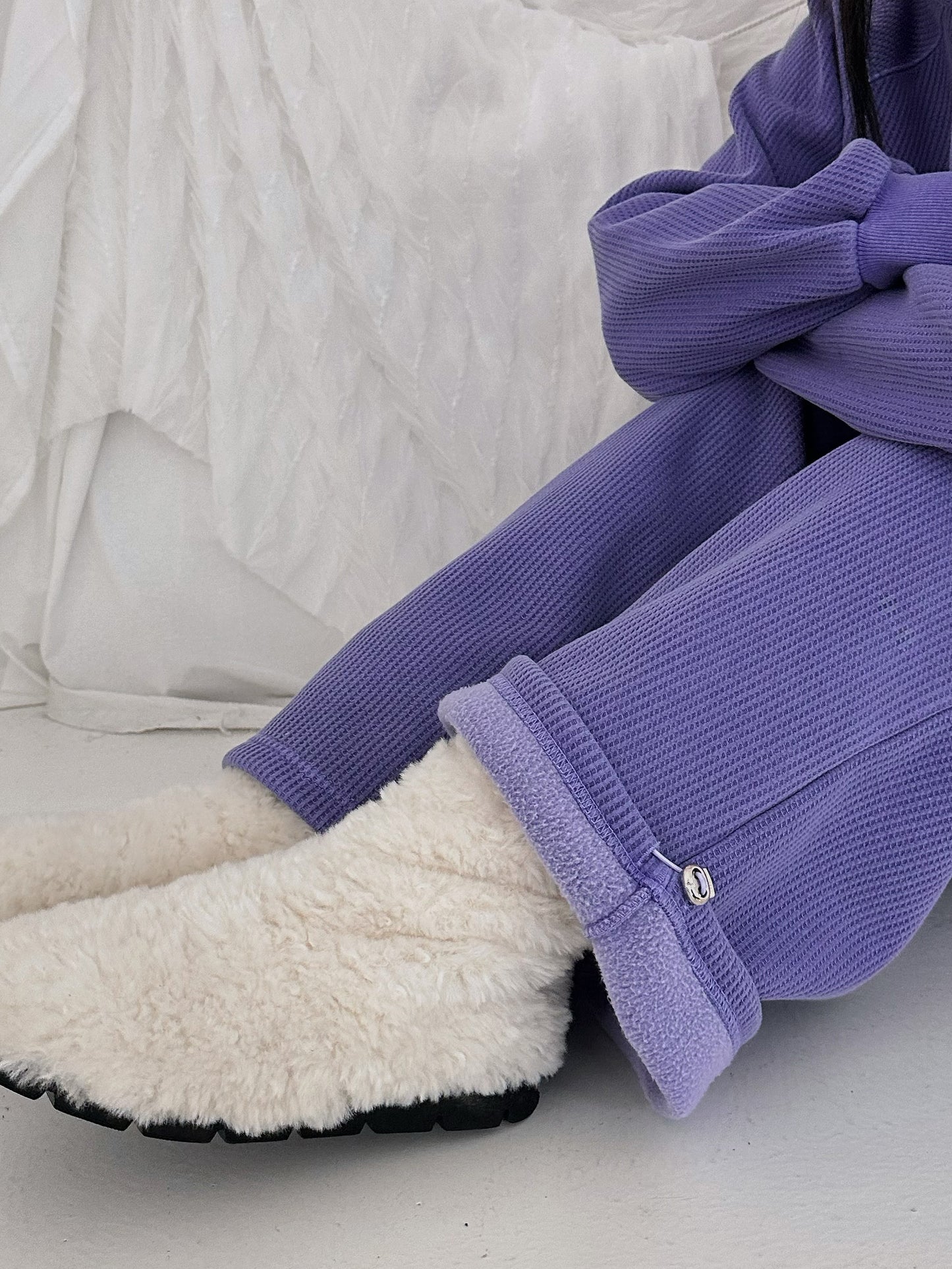 Women’s Fleece-Lined Zip-Up Setwear –  Soft Purple