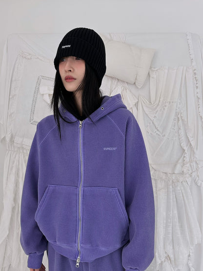 Women’s Fleece-Lined Zip-Up Setwear –  Soft Purple