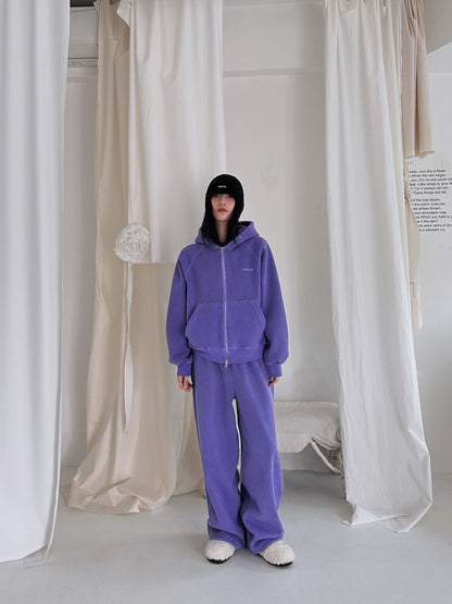 Women’s Fleece-Lined Zip-Up Setwear –  Soft Purple