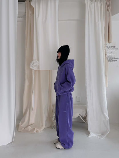 Women’s Fleece-Lined Zip-Up Setwear –  Soft Purple