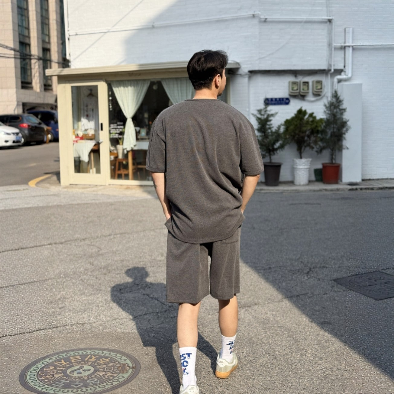 Amber Textured Relaxed Fit Short Sleeve Top  - Men One Size