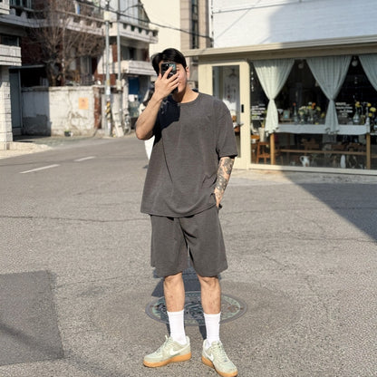 Amber Textured Relaxed Fit Short Sleeve Top  - Men One Size