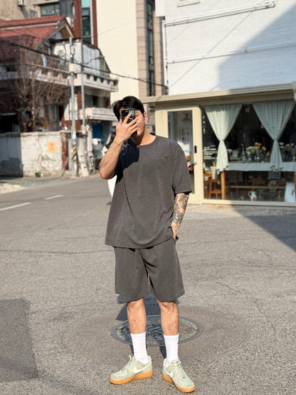 Amber Textured Relaxed Fit Short Sleeve Top (UNISEX / WOMEN – OVERFIT)