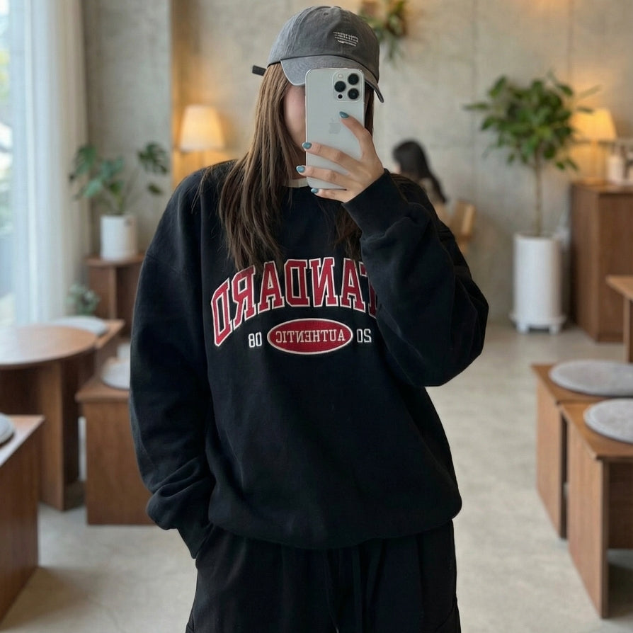 STANDARD Authentic Embroidered Logo Crewneck Sweatshirt (UNISEX / WOMEN – OVERFIT)