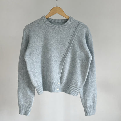 Asymmetrical Stitch Knit Sweater - Women One Size