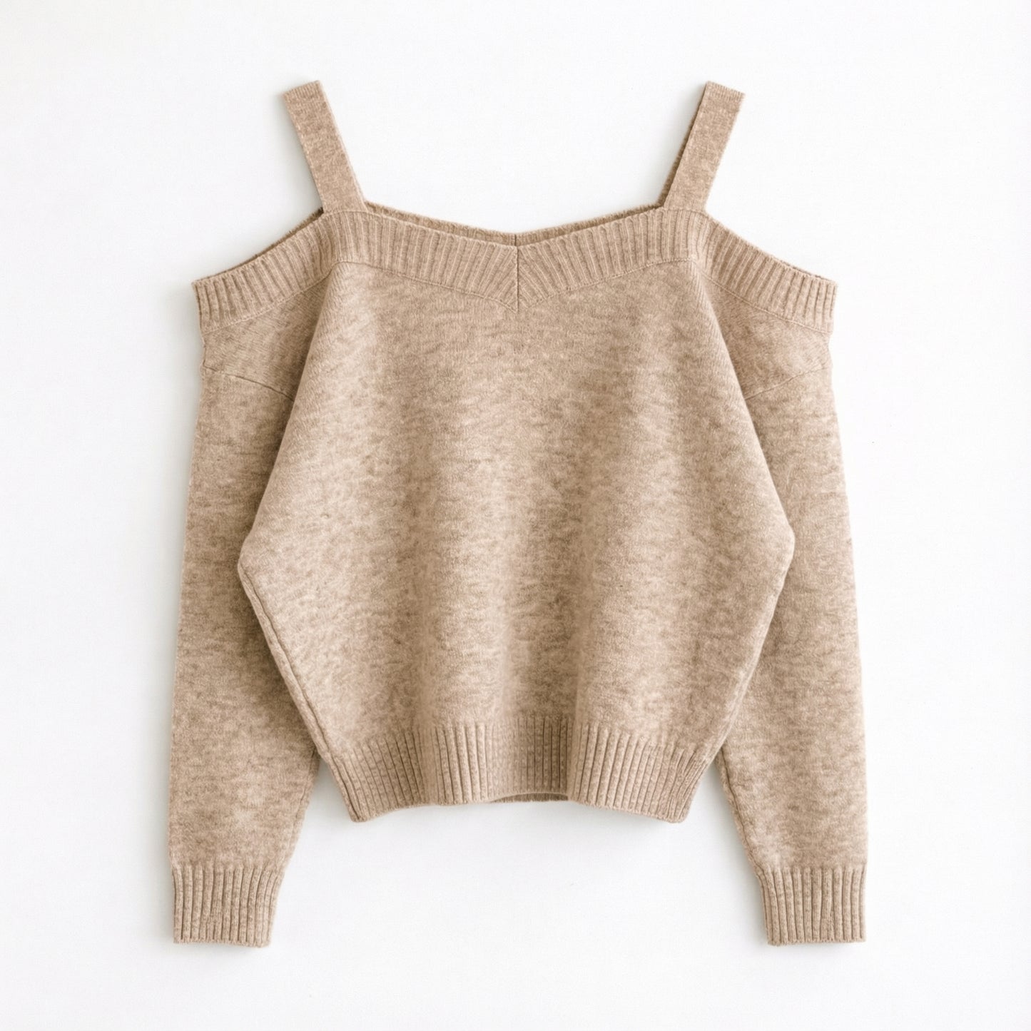 Double Strap Off-Shoulder Knit Top -  Women One Size