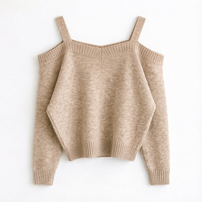 Double Strap Off-Shoulder Knit Top -  Women One Size