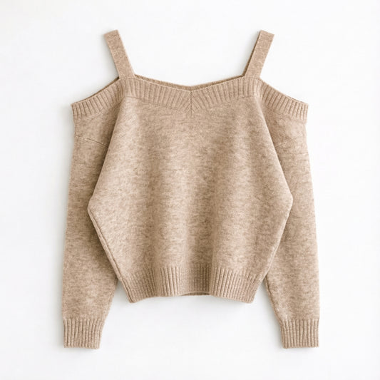 Double Strap Off-Shoulder Knit Top -  Women One Size