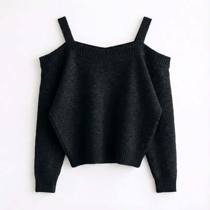 Double Strap Off-Shoulder Knit Top -  Women One Size