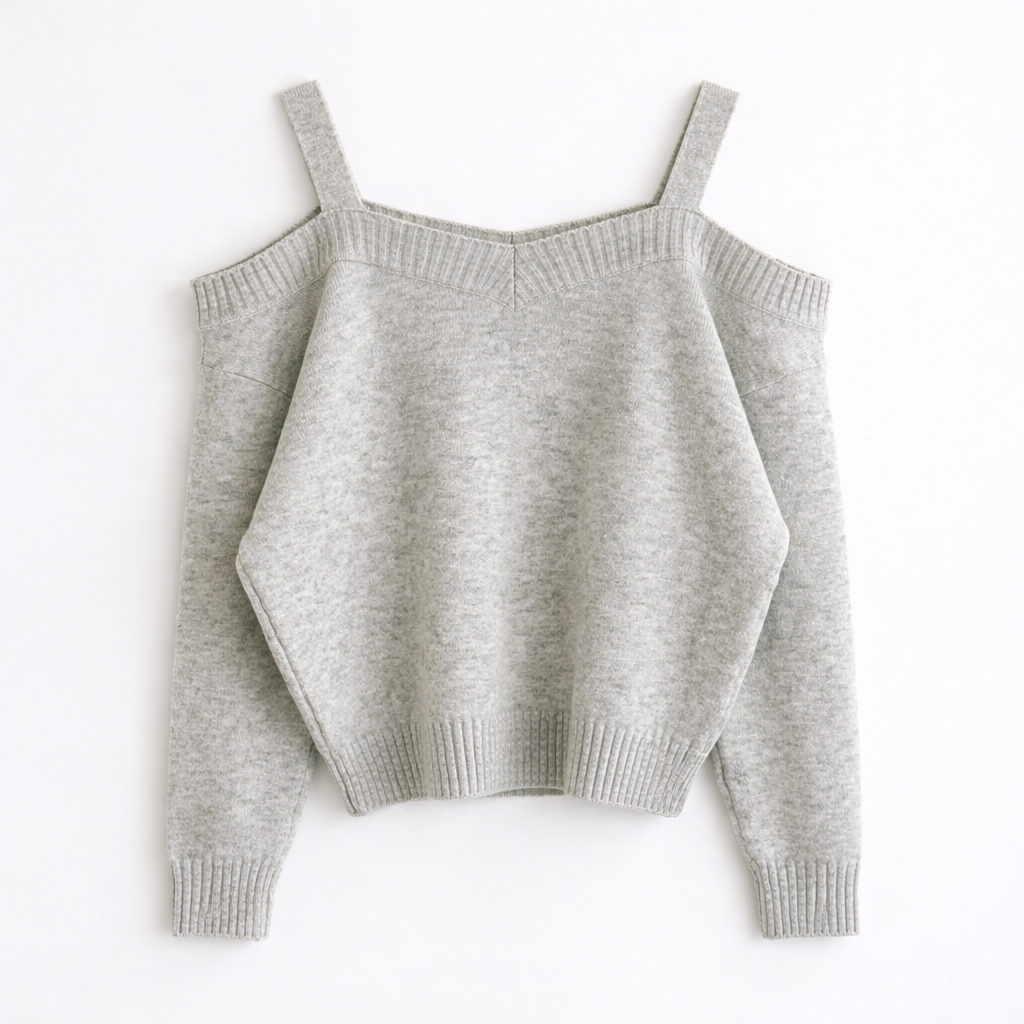 Double Strap Off-Shoulder Knit Top -  Women One Size