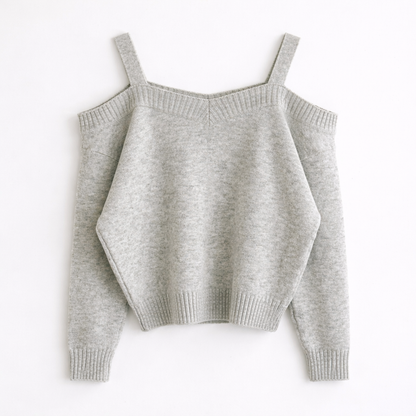 Double Strap Off-Shoulder Knit Top -  Women One Size