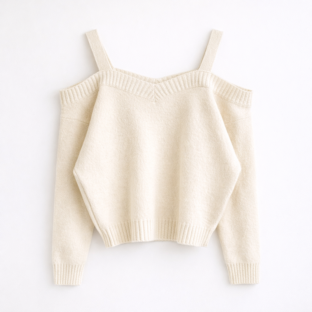 Double Strap Off-Shoulder Knit Top -  Women One Size