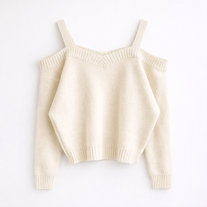 Double Strap Off-Shoulder Knit Top -  Women One Size