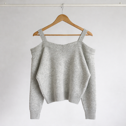 Double Strap Off-Shoulder Knit Top -  Women One Size
